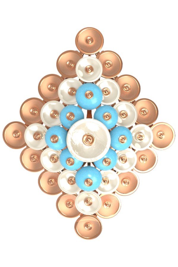 Подвеска из золота c бирюзой и перламутром