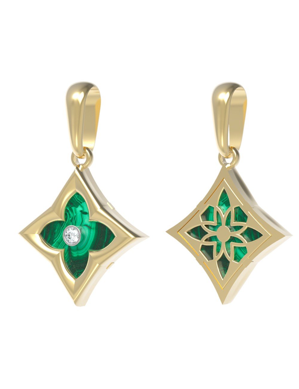 Подвеска из лимонного золота c бриллиантами и малахитом