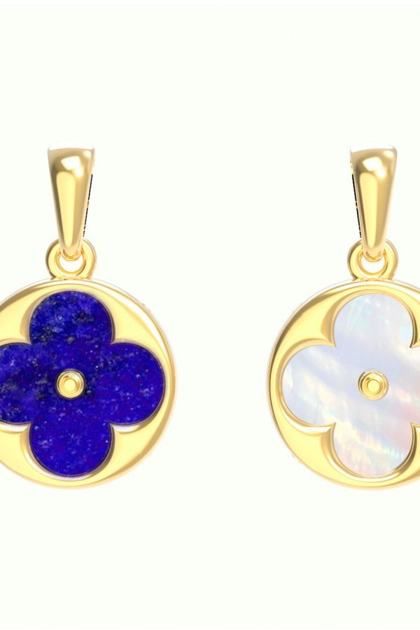 Подвеска из лимонного золота c лазуритом и перламутром