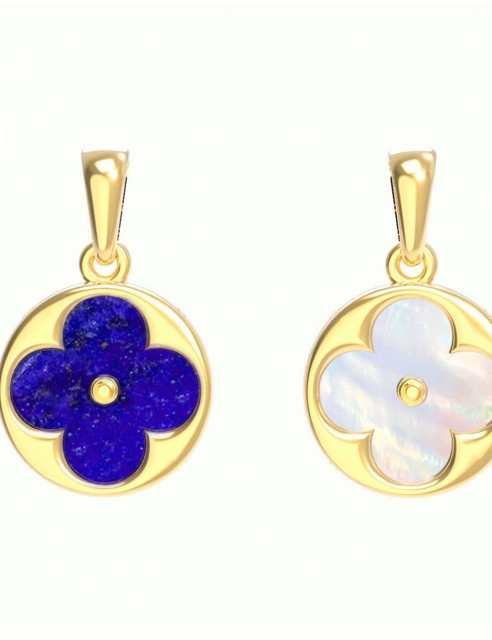 Подвеска из лимонного золота c лазуритом и перламутром