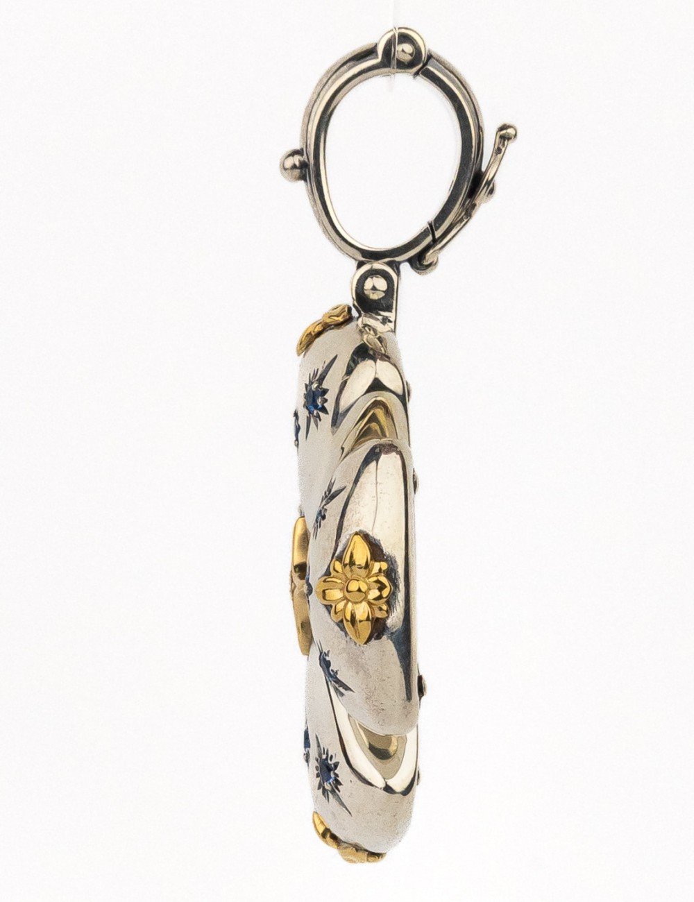 Крест из серебра и золота c фианитом, бриллиантами и рубином