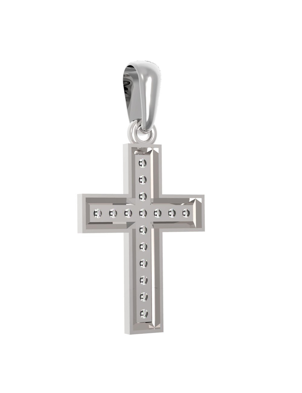 Крест из белого золота c бриллиантами