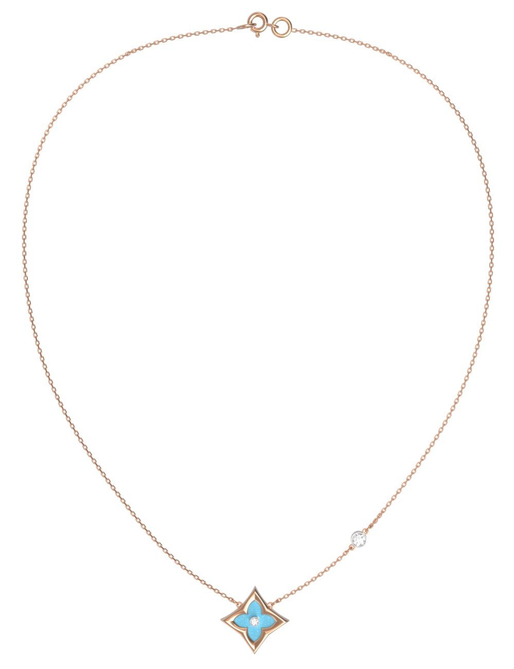 Колье из золота c бриллиантами и бирюзой