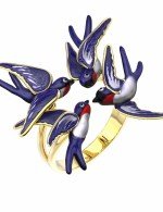 Кольцо из лимонного золота c эмалью