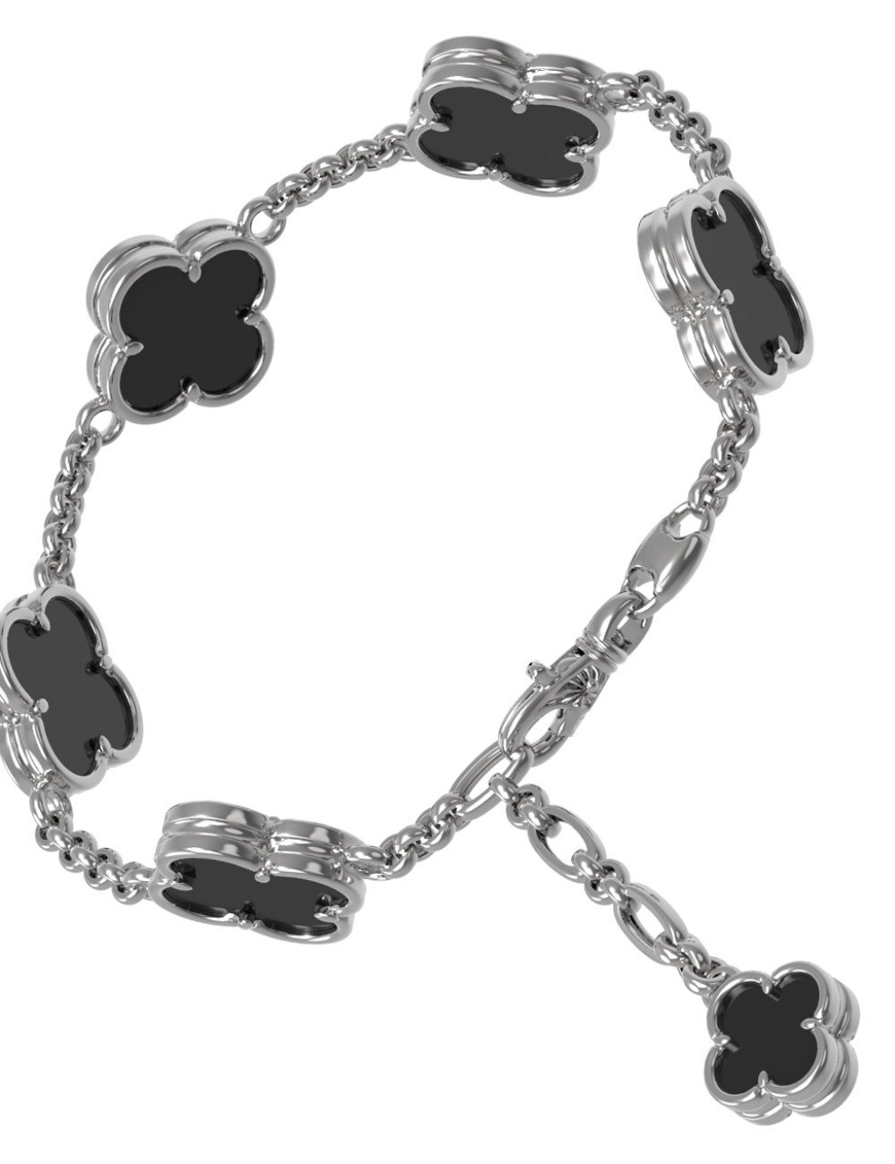 Браслет из белого золота c ониксом