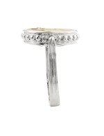 Кольцо из белого золота c бриллиантами, ониксом и перламутром