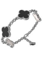 Браслет из белого золота c ониксом и перламутром