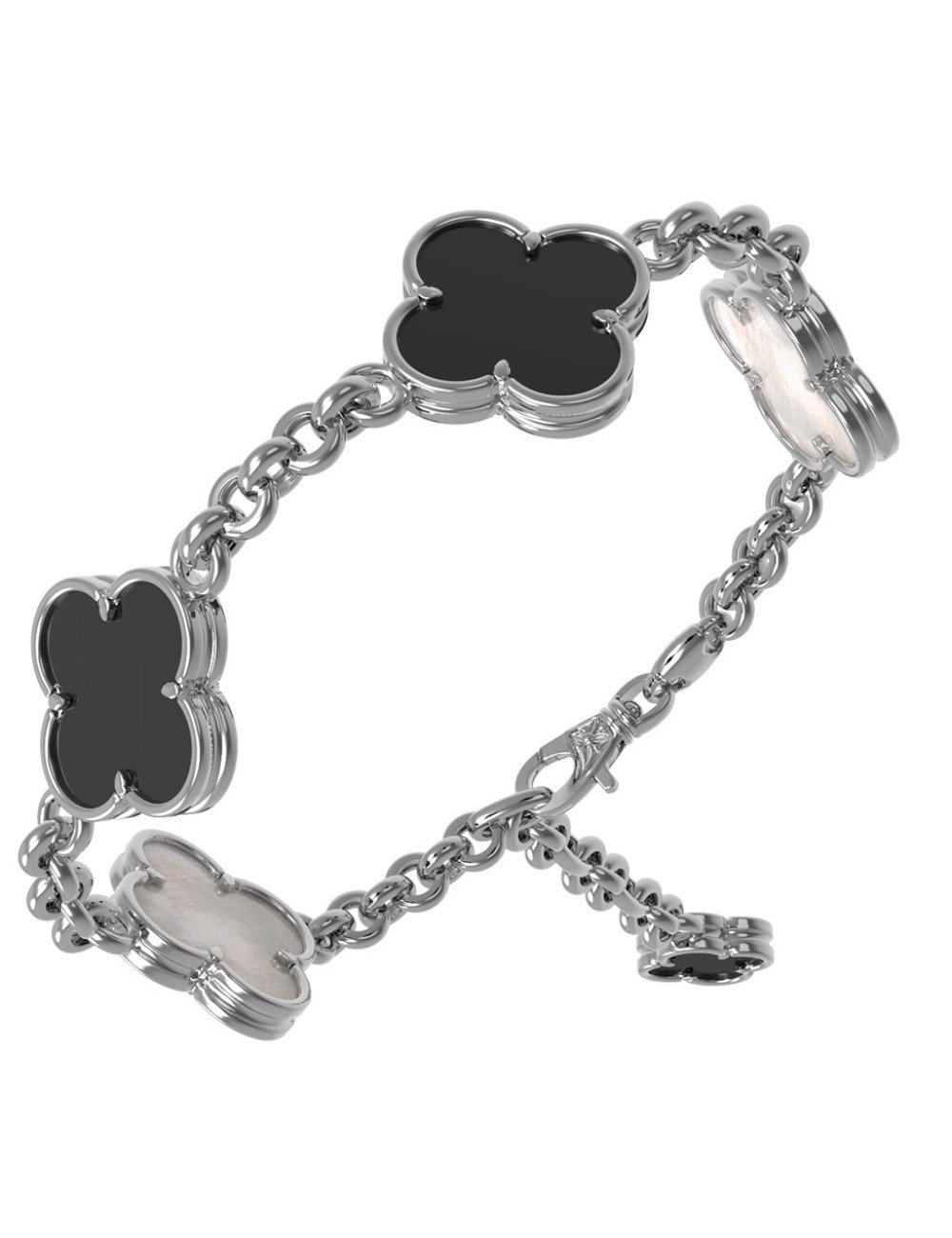 Браслет из белого золота c ониксом и перламутром