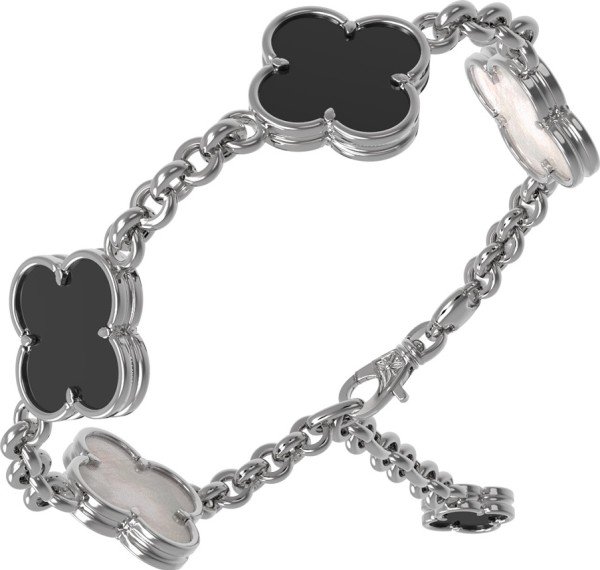 Браслет из белого золота c ониксом и перламутром