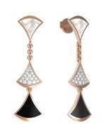 Серьги из золота c бриллиантами, ониксом и перламутром