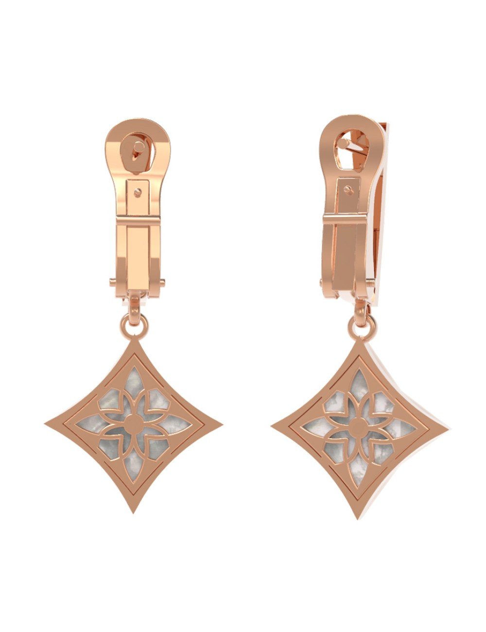 Серьги из золота c бриллиантами и перламутром