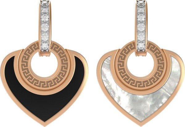 Подвеска из золота c фианитом, ониксом и перламутром