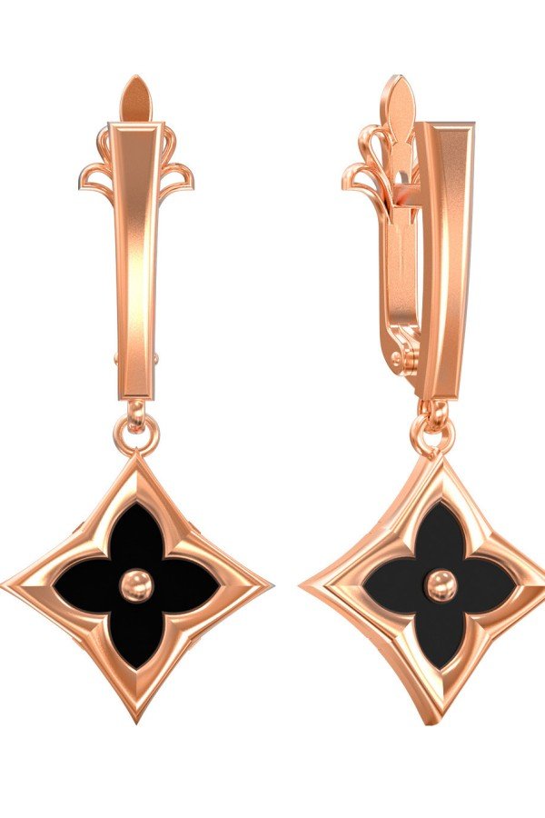 Серьги из золота c ониксом