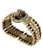 Браслет из лимонного золота c эмалью, ониксом и рубином