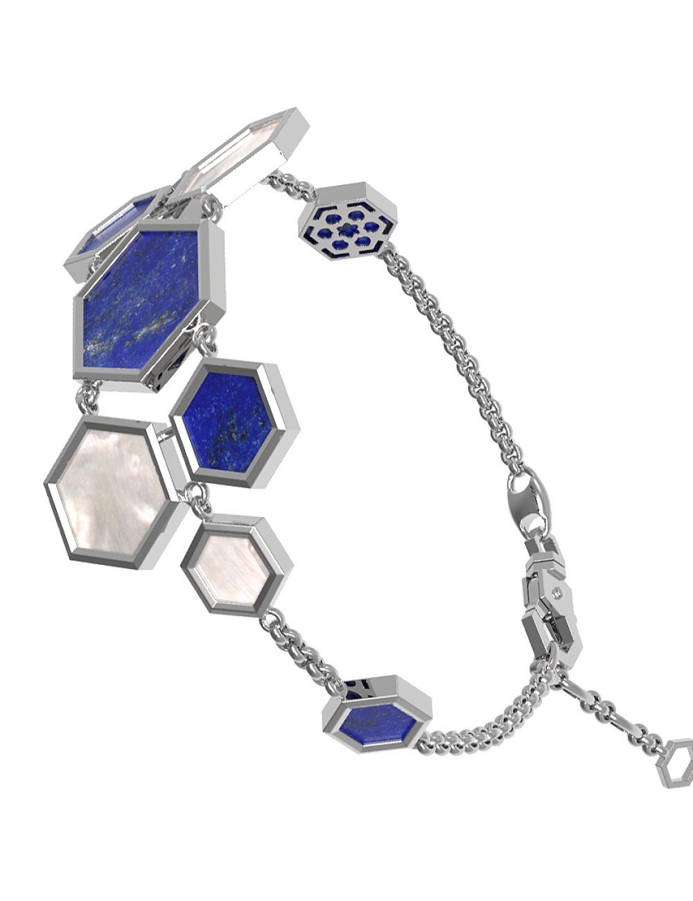 Браслет из белого золота c лазуритом и перламутром