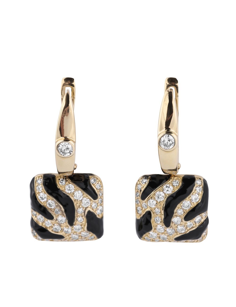 Серьги из лимонного золота c эмалью и бриллиантами