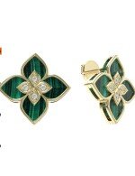 Серьги из лимонного золота c бриллиантами и малахитом