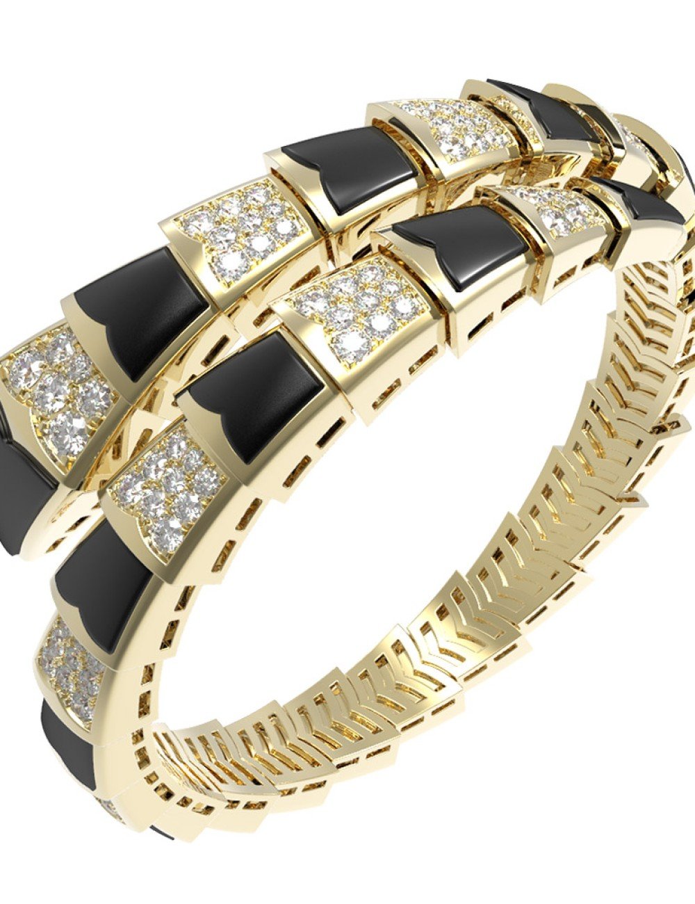 Браслет из лимонного золота c бриллиантами и ониксом