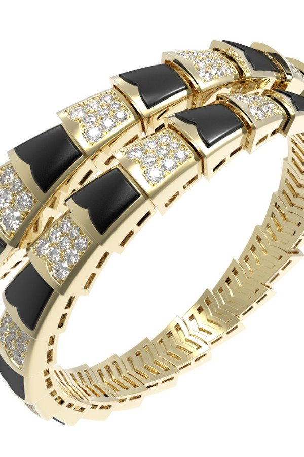 Браслет из лимонного золота c бриллиантами и ониксом