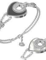 Браслет из белого золота c фианитом, ониксом и перламутром