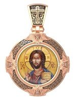 Образок из золота c эмалью и иконописью