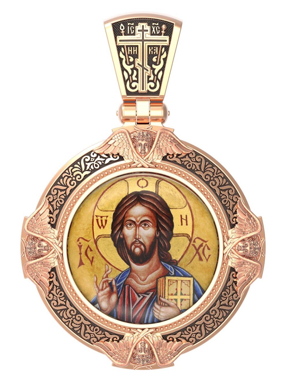 Образок из золота c эмалью и иконописью