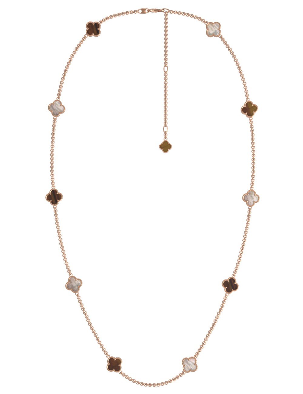 Колье из золота c тигровым глазом и перламутром