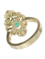 Кольцо из лимонного золота c бриллиантами и изумрудом