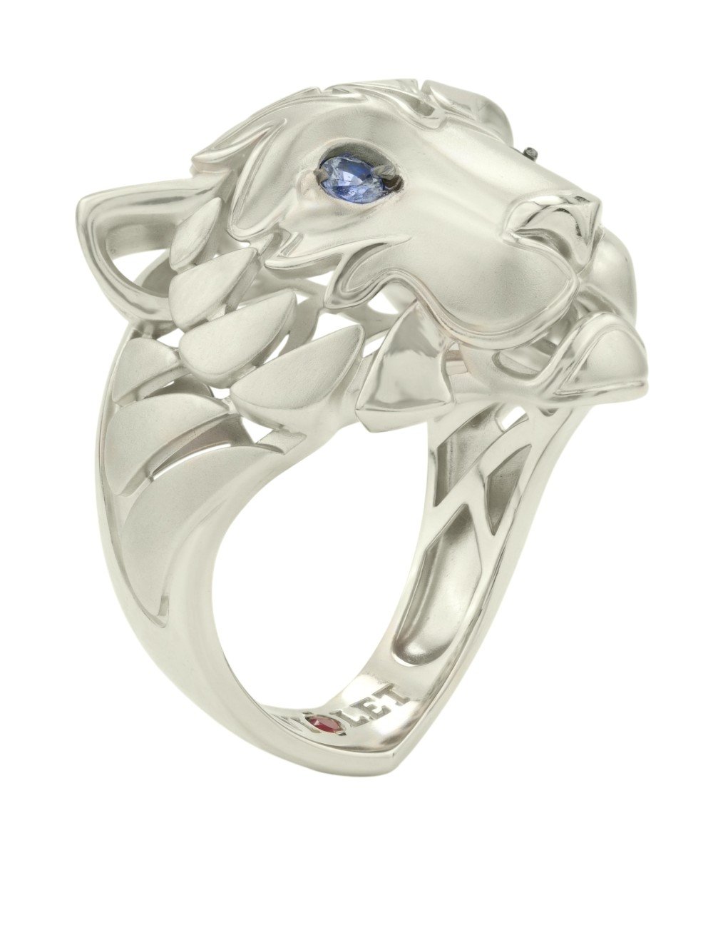 Кольцо из белого золота c сапфиром и рубином