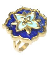 Кольцо из лимонного золота c бирюзой и лазуритом