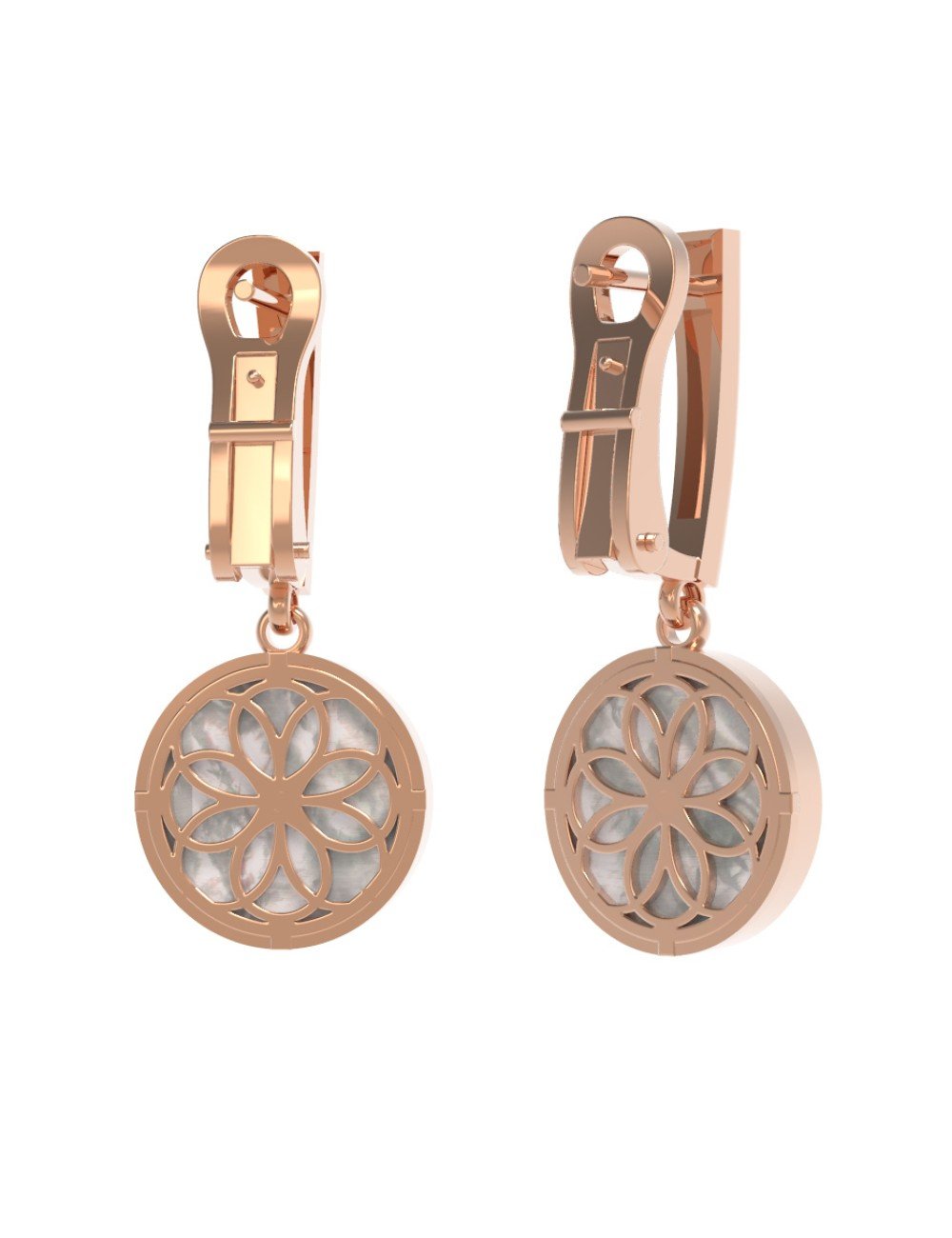 Серьги из золота c бриллиантами и перламутром