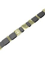 Браслет из зелёного золота c кожаным шнурком