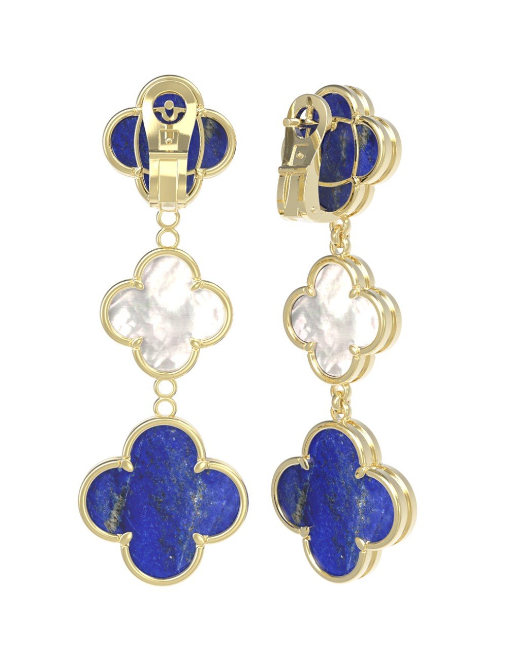 Серьги из лимонного золота c лазуритом и перламутром