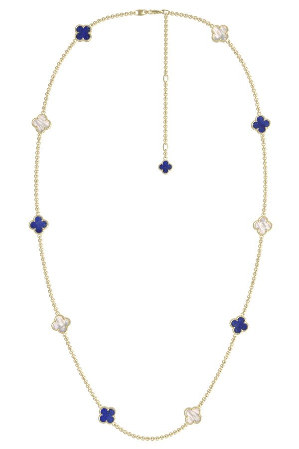 Колье из лимонного золота c лазуритом и перламутром