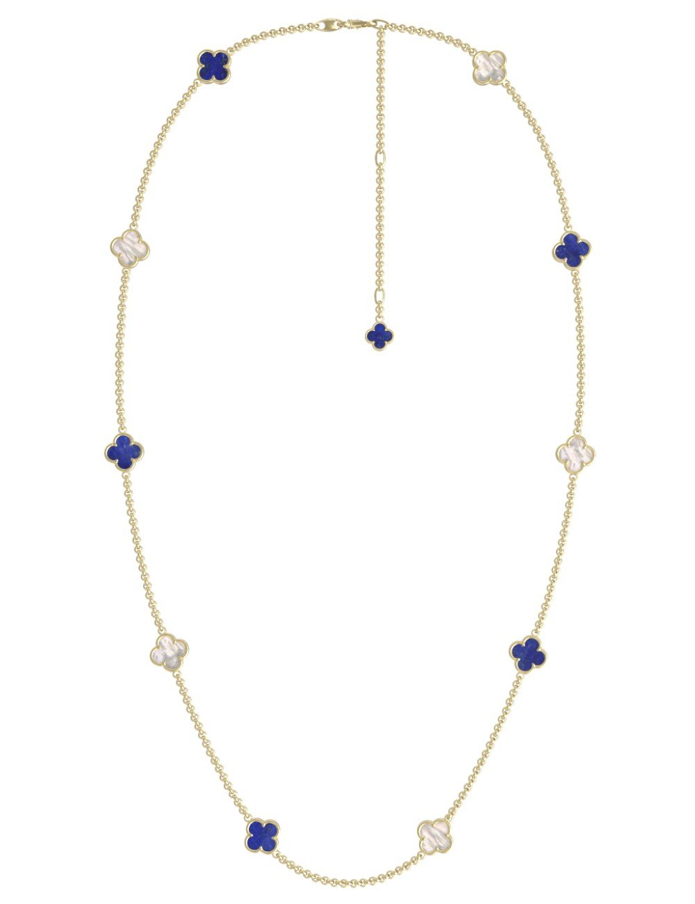 Колье из лимонного золота c лазуритом и перламутром