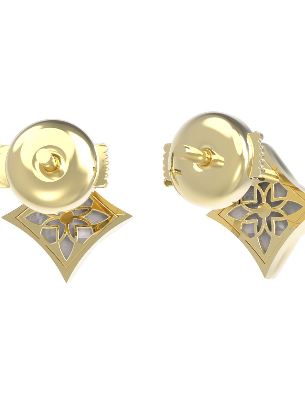 Серьги из лимонного золота c бриллиантами и перламутром