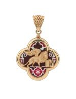 Подвеска из золота c эмалью и перламутром