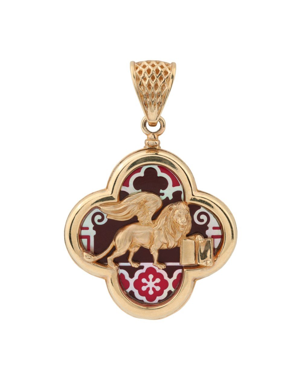 Подвеска из золота c эмалью и перламутром