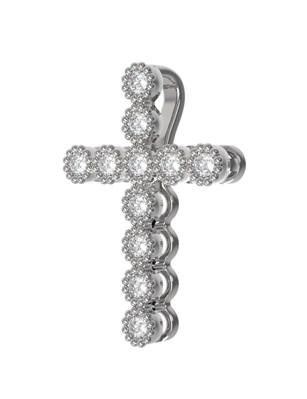 Крест из белого золота c бриллиантами