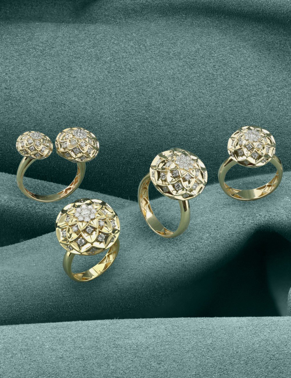 Кольцо из лимонного золота c бриллиантами