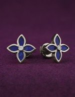 Серьги из белого золота c бриллиантами и лазуритом