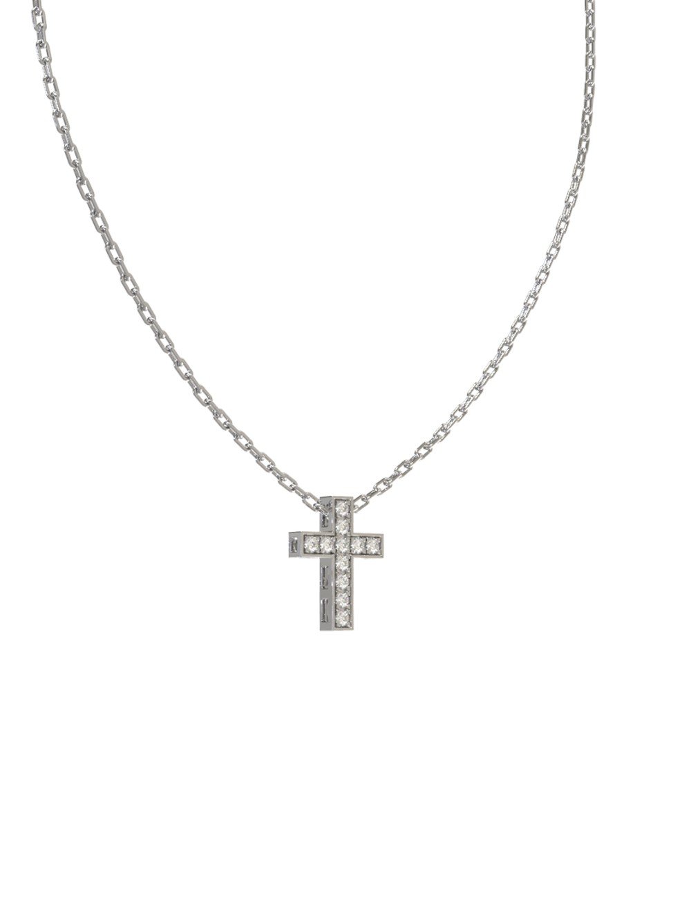 Крест из белого золота c бриллиантами