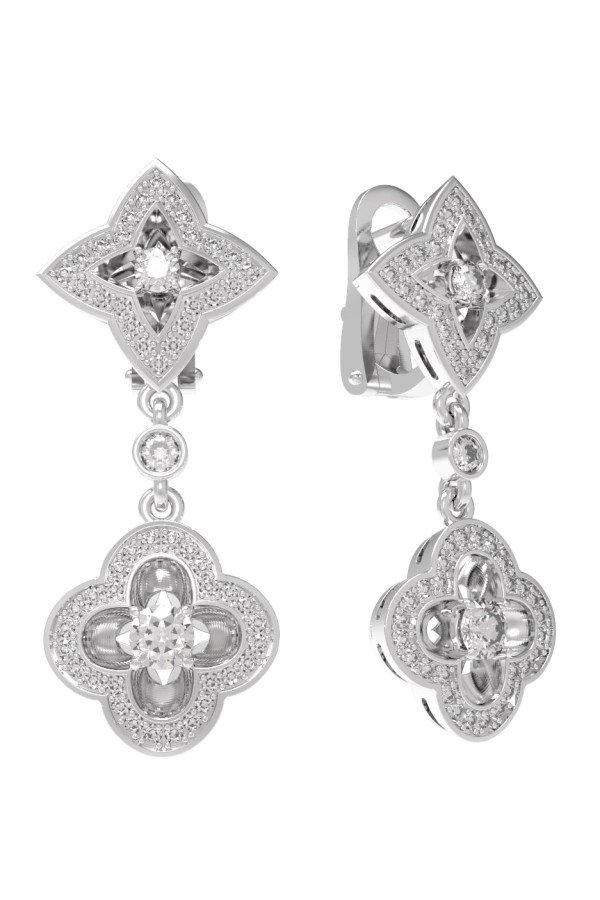 Серьги из белого золота c бриллиантами