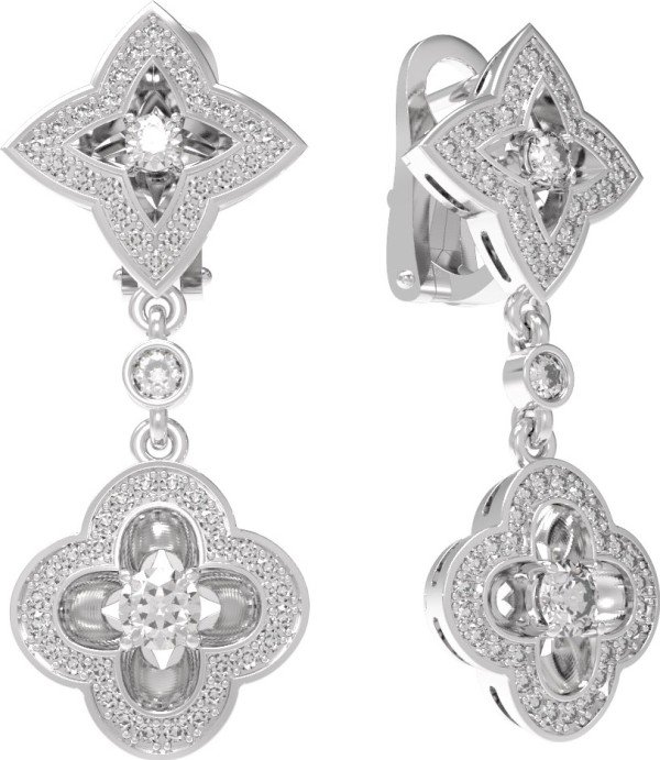 Серьги из белого золота c бриллиантами