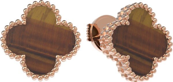 Серьги из золота c тигровым глазом