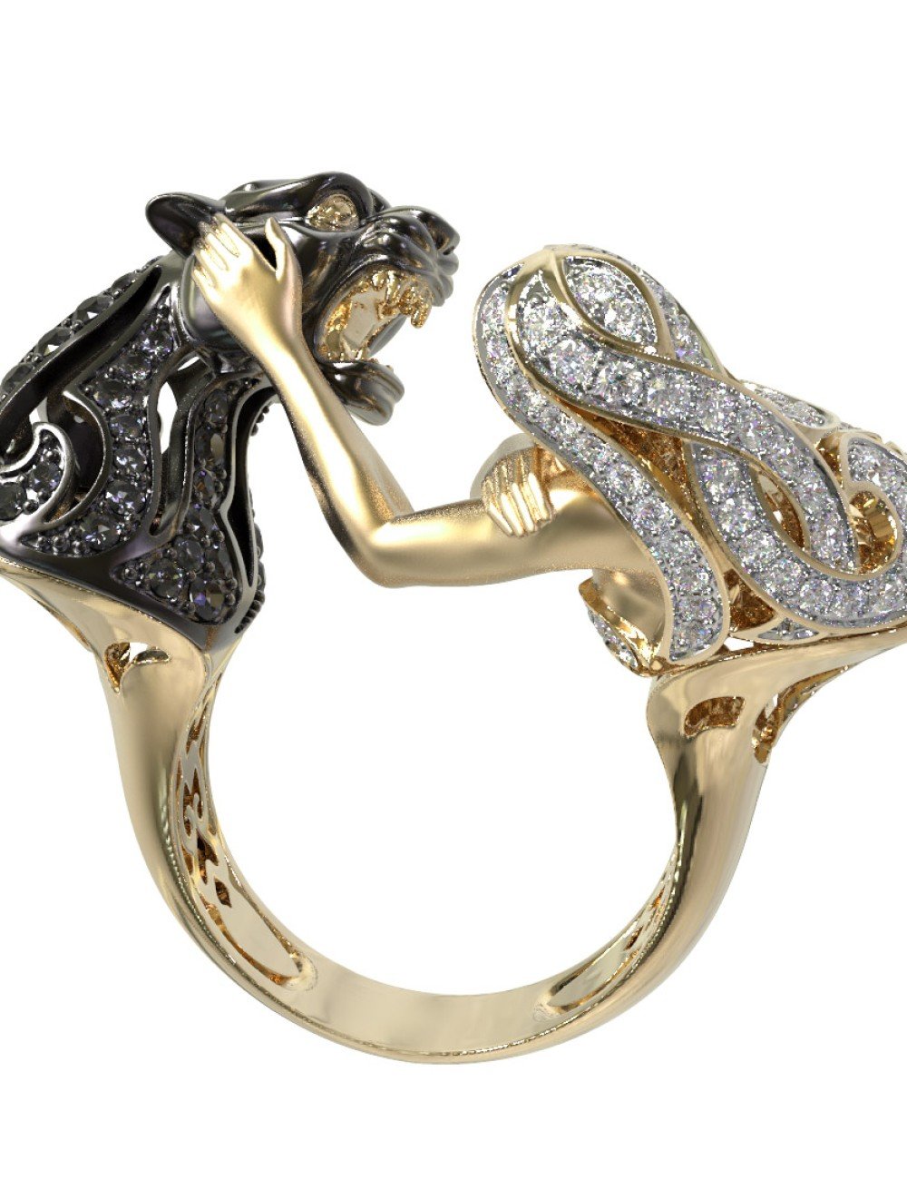 Кольцо из лимонного золота c фианитом