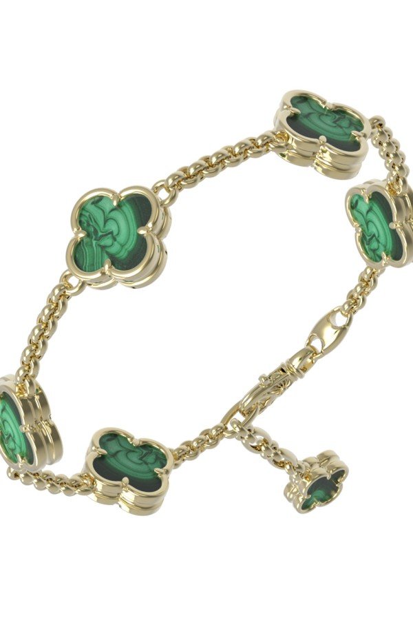 Браслет из лимонного золота c малахитом