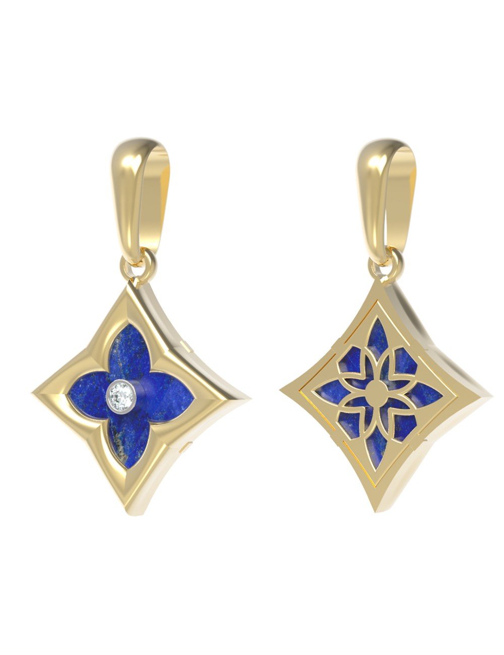 Подвеска из лимонного золота c бриллиантами и лазуритом