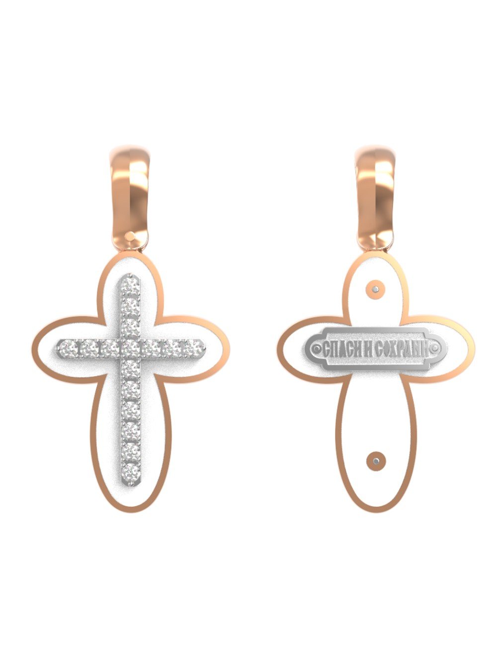 Крест из золота c эмалью и бриллиантами