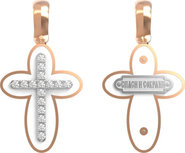 Крест из золота c эмалью и бриллиантами